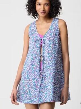 J. Crew Floral Tie-Front Swim Coverup in Lavender
